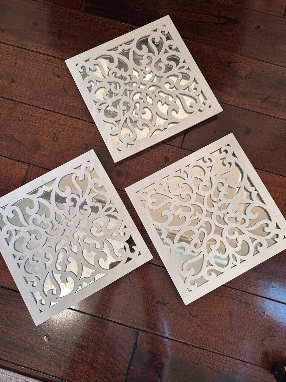 White Decorative Filigree Wall Panels - Set of 3